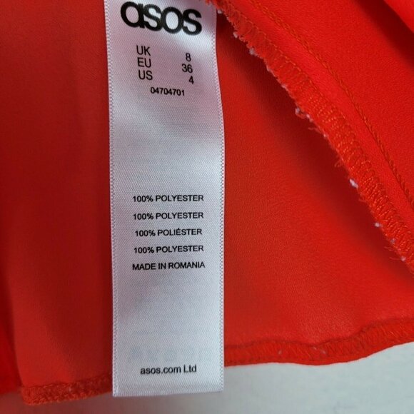 ASOS Women's Cold Shoulder Camisole Blouse Orange Bright Sz 4 Business Casual - Picture 8 of 9